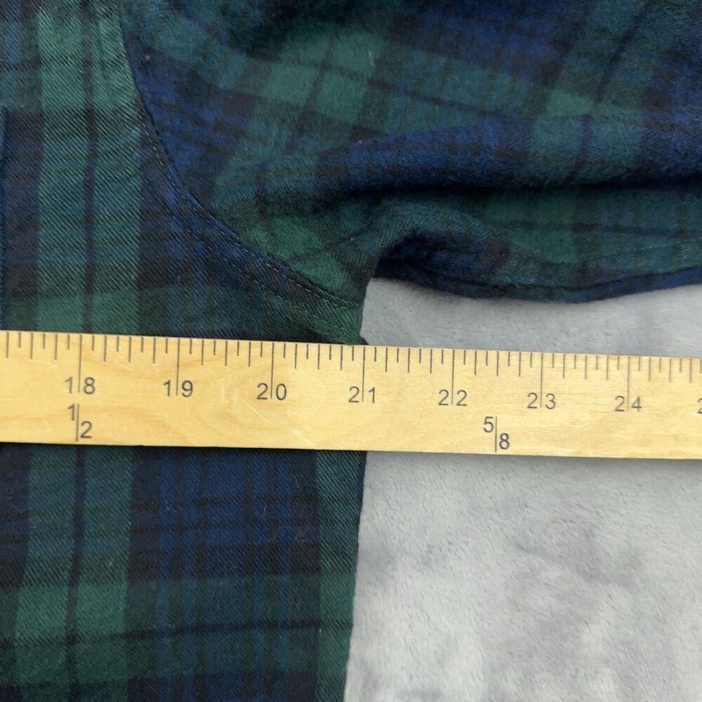 LL Bean Top Women’s Sz M Black Watch Plaid Green Blue Long Sleeve Flannel Shirt - Picture 6 of 7
